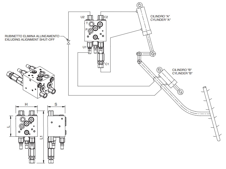 Hydraulic Double Acting Plough Overturning Valve, VRAP 80/90 SV XL FS
